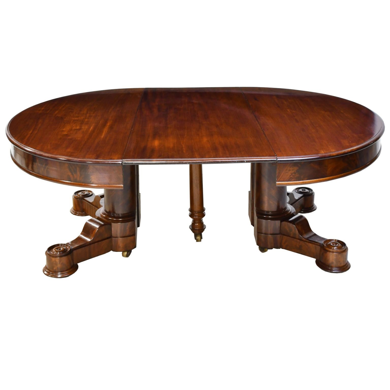 American Empire Oval Extension Dining Table in Mahogany with Pedestal Base 2