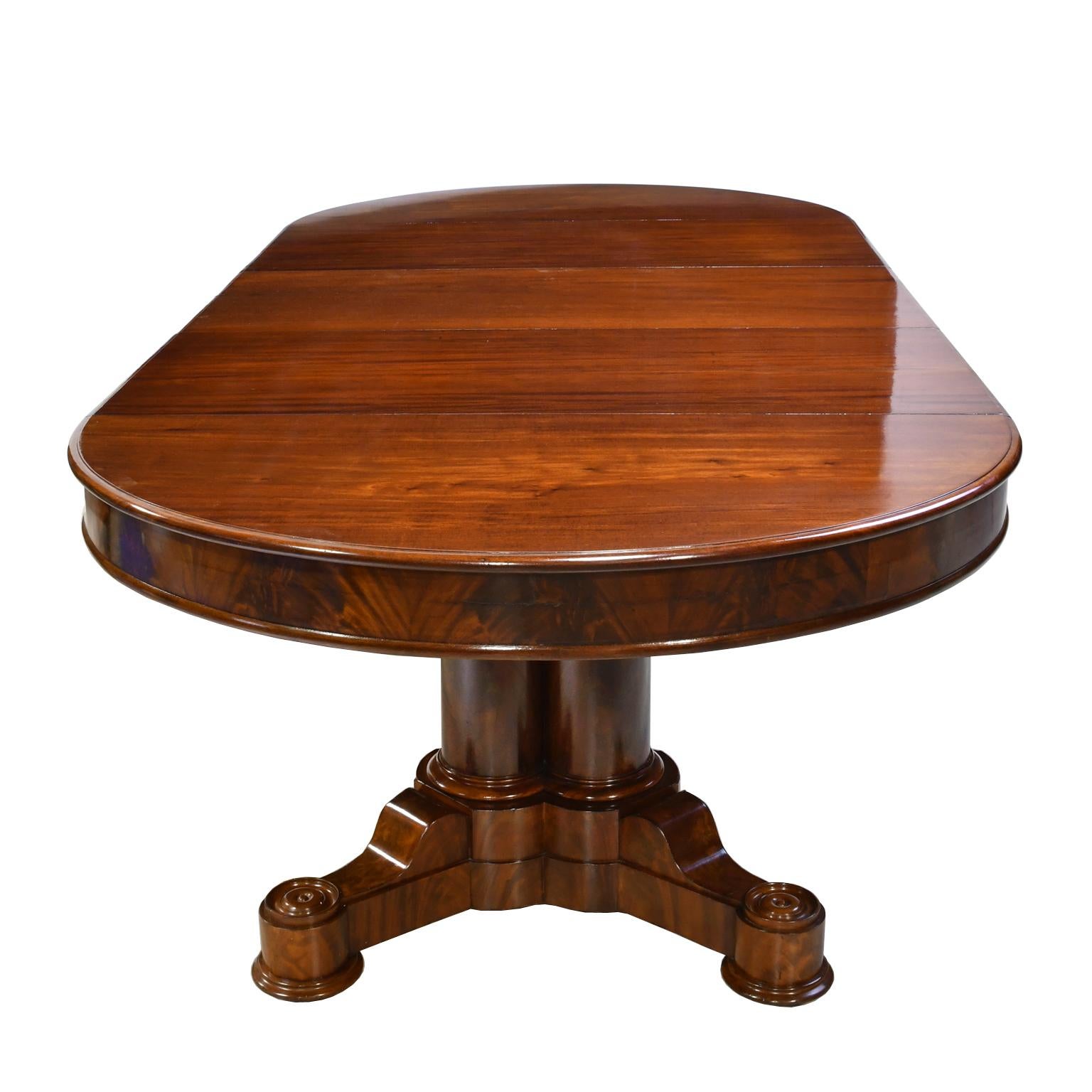 American Empire Oval Extension Dining Table in Mahogany with Pedestal Base 3