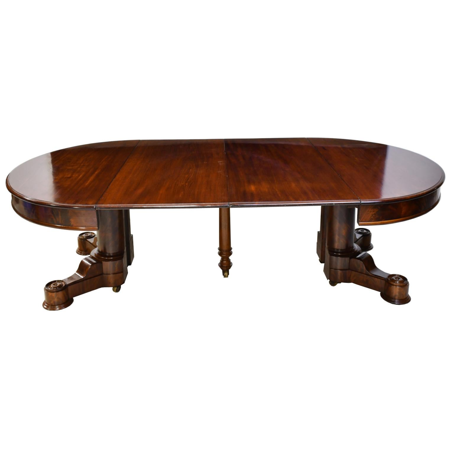 American Empire Oval Extension Dining Table in Mahogany with Pedestal Base 4