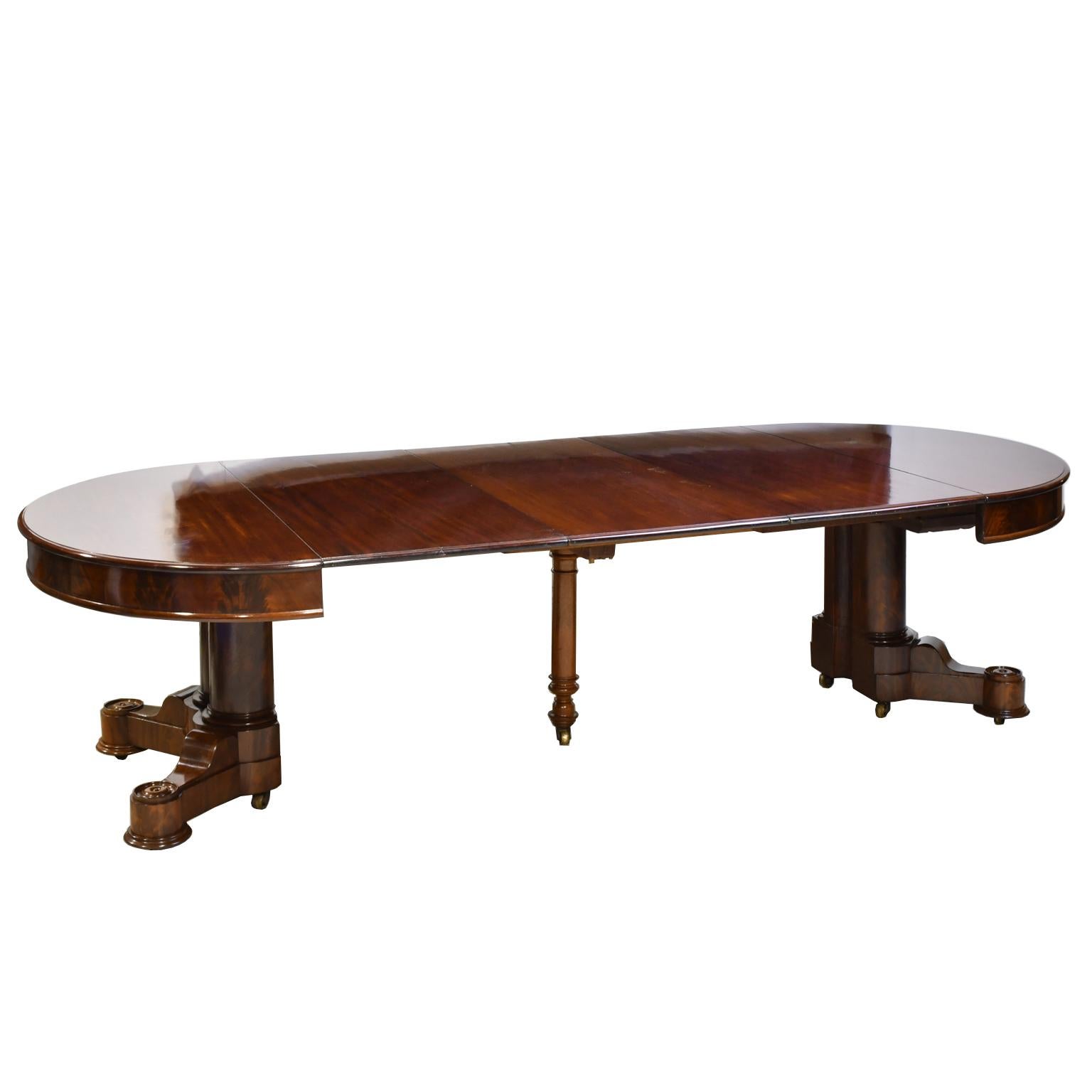 American Empire Oval Extension Dining Table in Mahogany with Pedestal Base 5