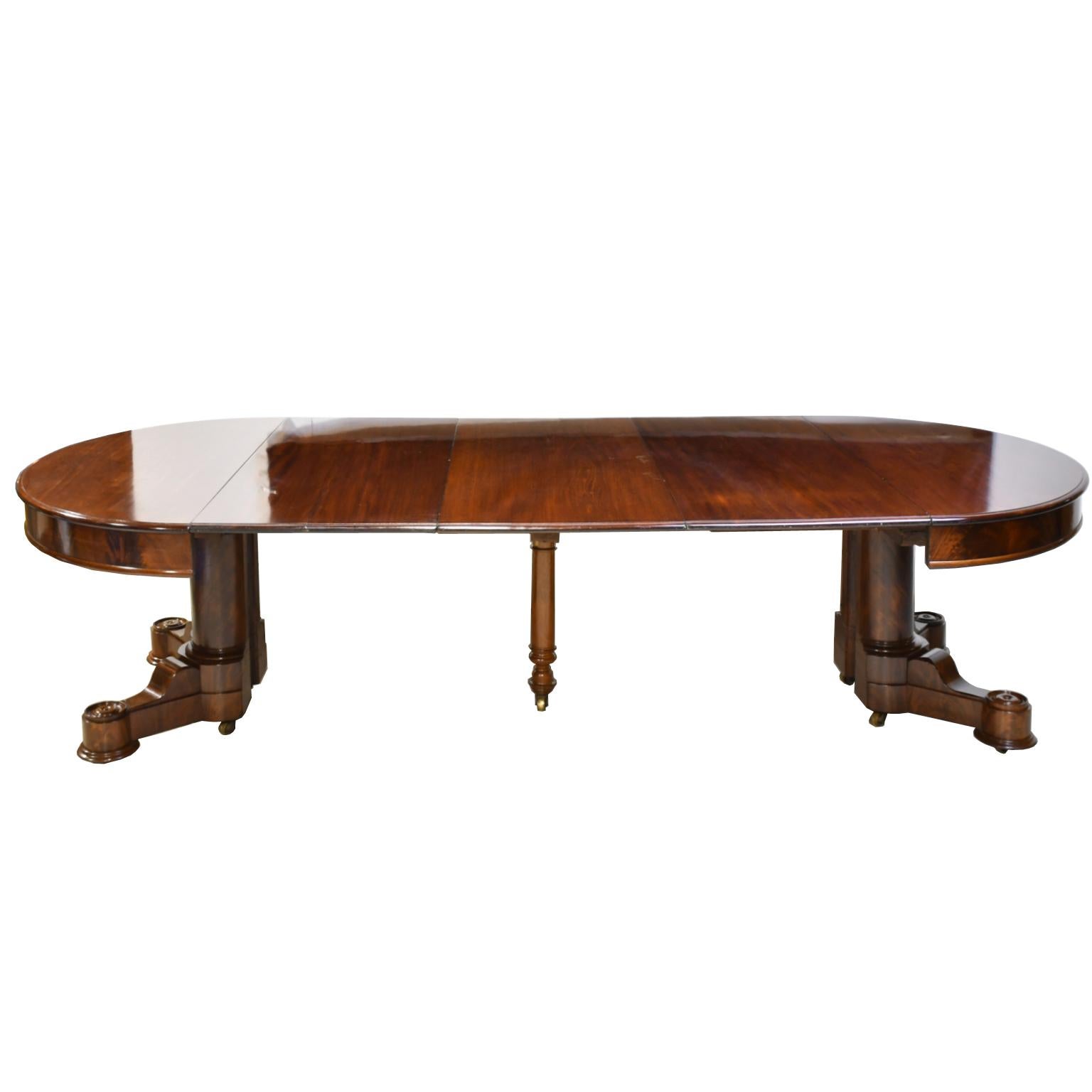 American Empire Oval Extension Dining Table in Mahogany with Pedestal Base 6