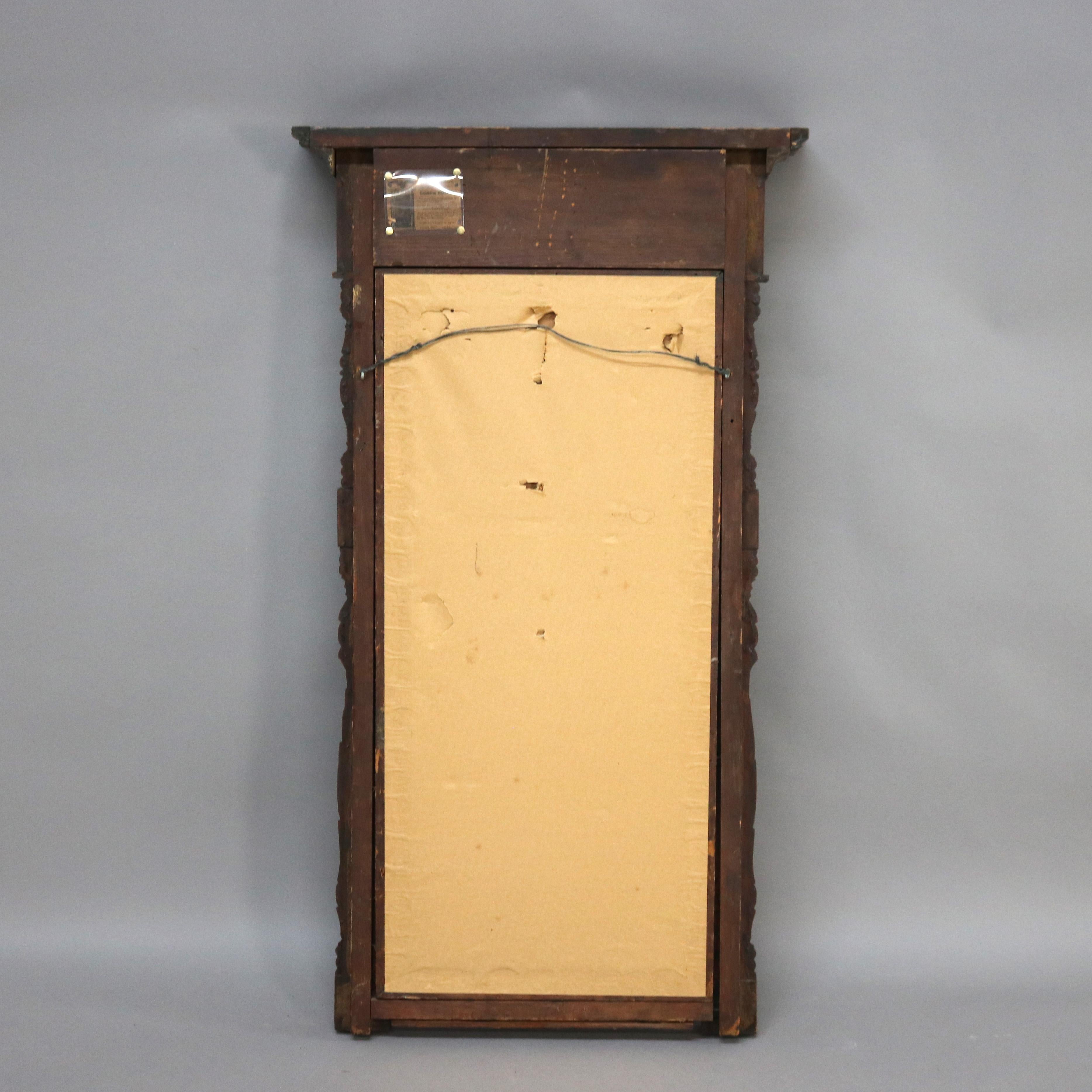 Specchio da parete Trumeau in mogano intagliato Feder dell'Impero Americano C1835 in vendita 2