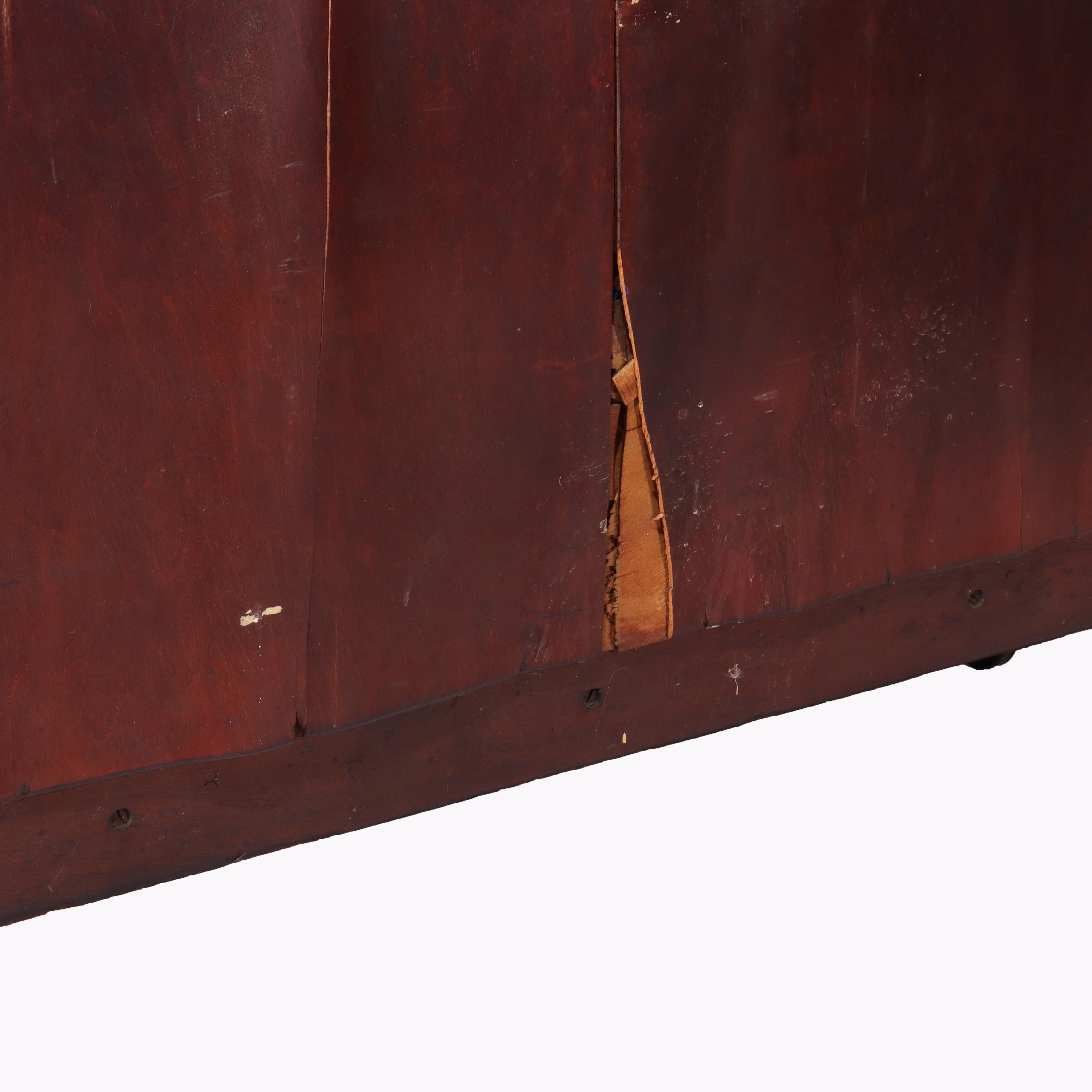 Armadietto per le porcellane con vetro curvo a 90 gradi (raro) American Empire Flame Mahogany c1890 in vendita 8