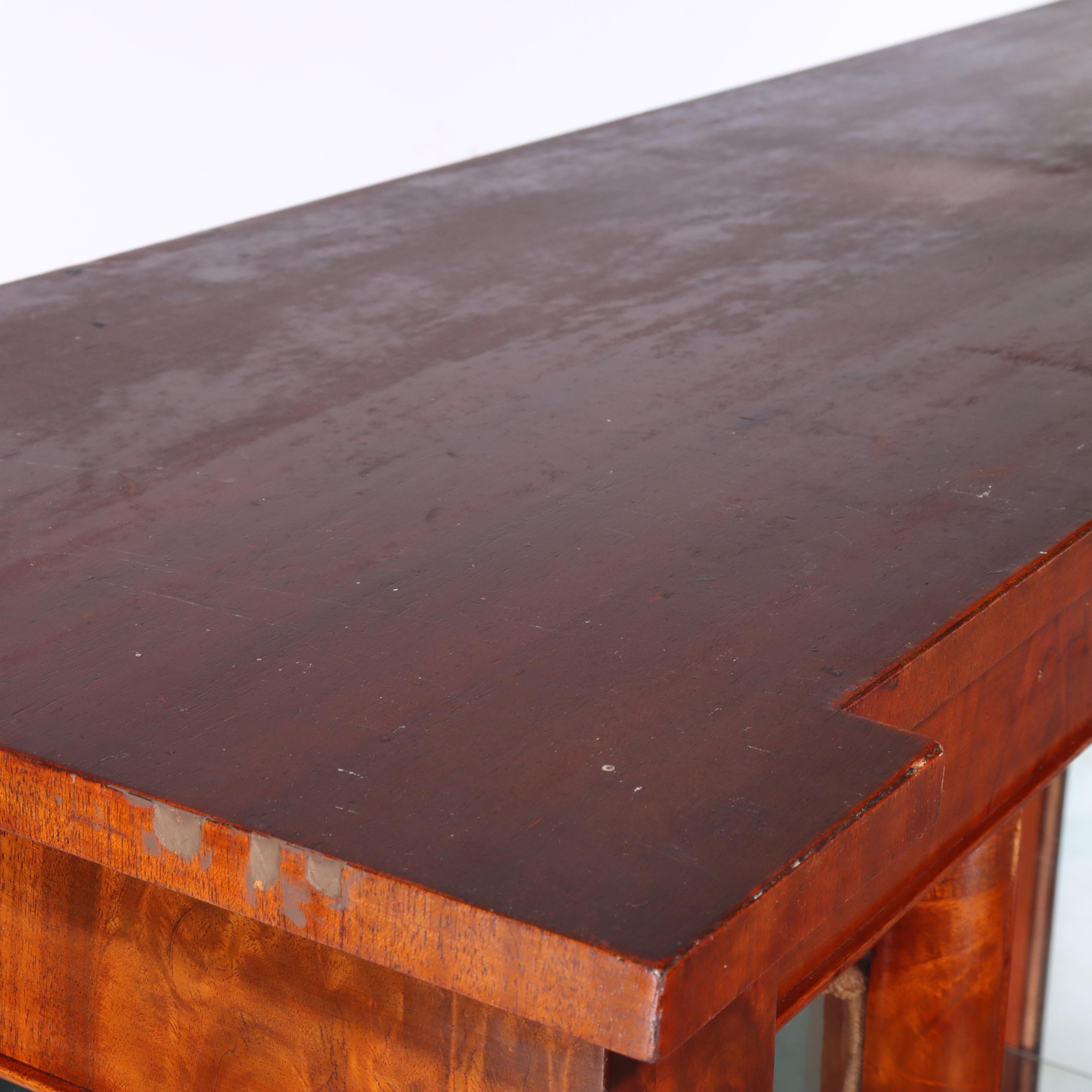 Armadietto per le porcellane con vetro curvo a 90 gradi (raro) American Empire Flame Mahogany c1890 in vendita 13