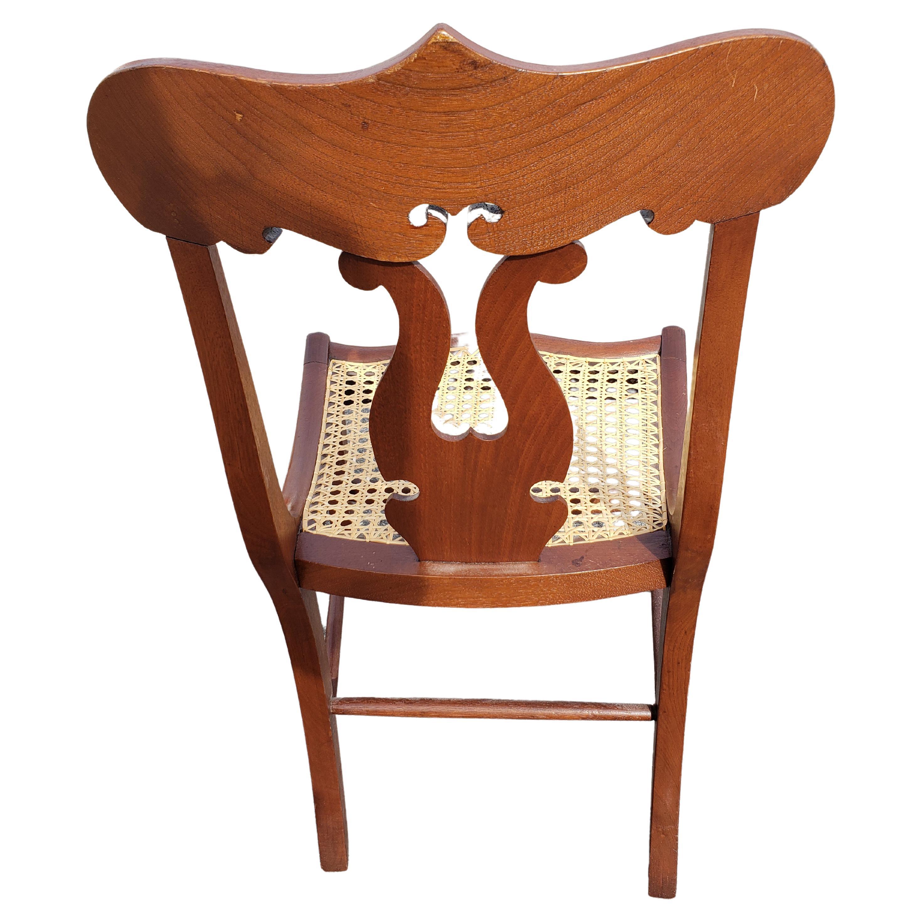 American Empire Flame Mahogany Cane Seat Chairs, circa 1890s a Pair For Sale 2