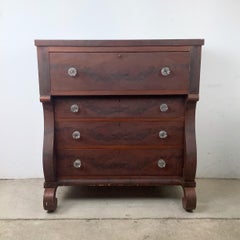 American Empire Flame Mahogany Four-Drawer Chest, 19th Century