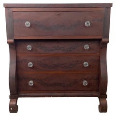 American Empire Flame Mahogany Four-Drawer Chest, 19th Century