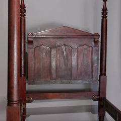 American Empire Flame Mahogany Quervelle School Tester Bed, circa 1840