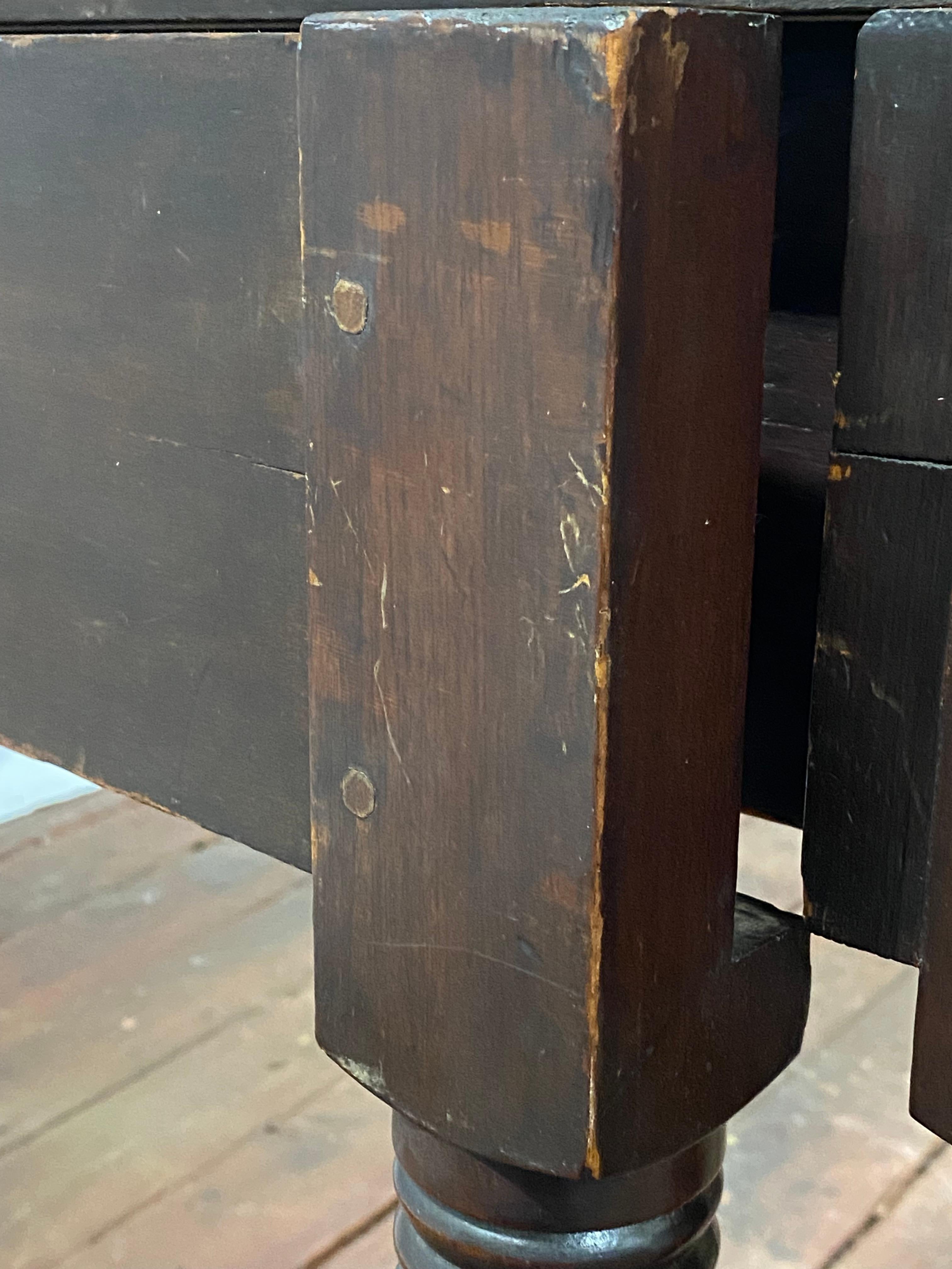 American Empire Flip Top Mahogany Gate Leg Console Table For Sale 12