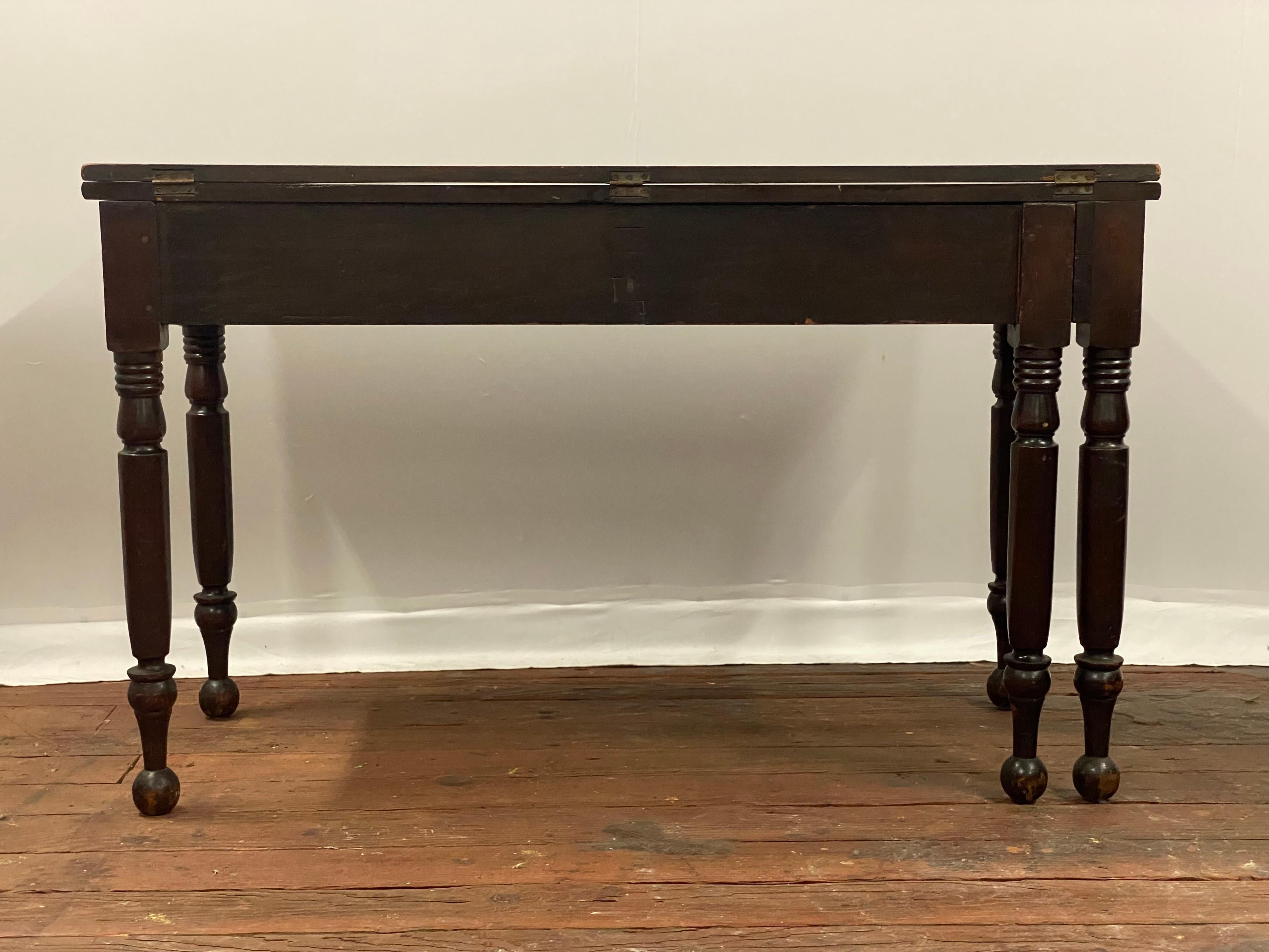 American Empire Flip Top Mahogany Gate Leg Console Table For Sale 2