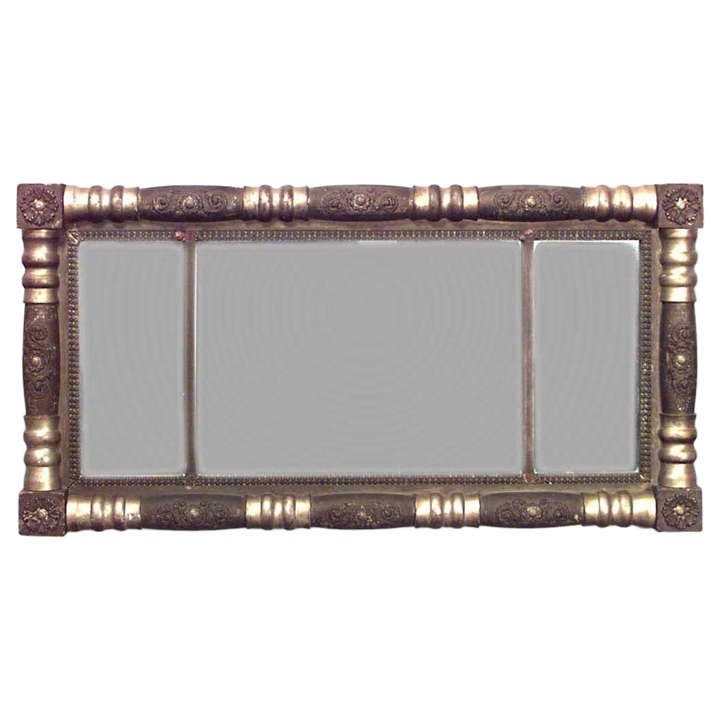 American Empire Gilt Three Section Wall Mirror