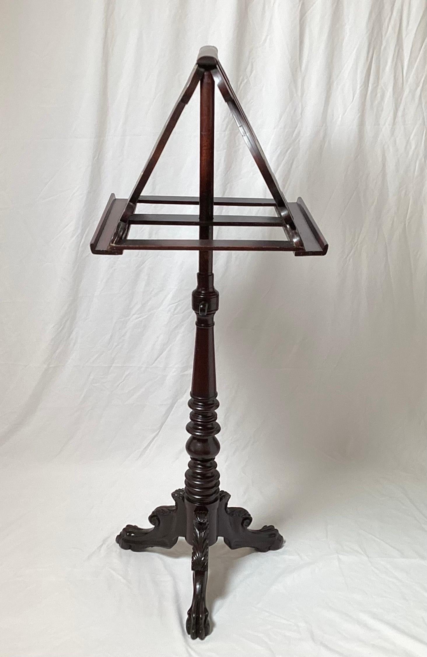 American Empire Hand Gilt Mahogany Adjustable Lectern Music Stand In Good Condition For Sale In Lambertville, NJ