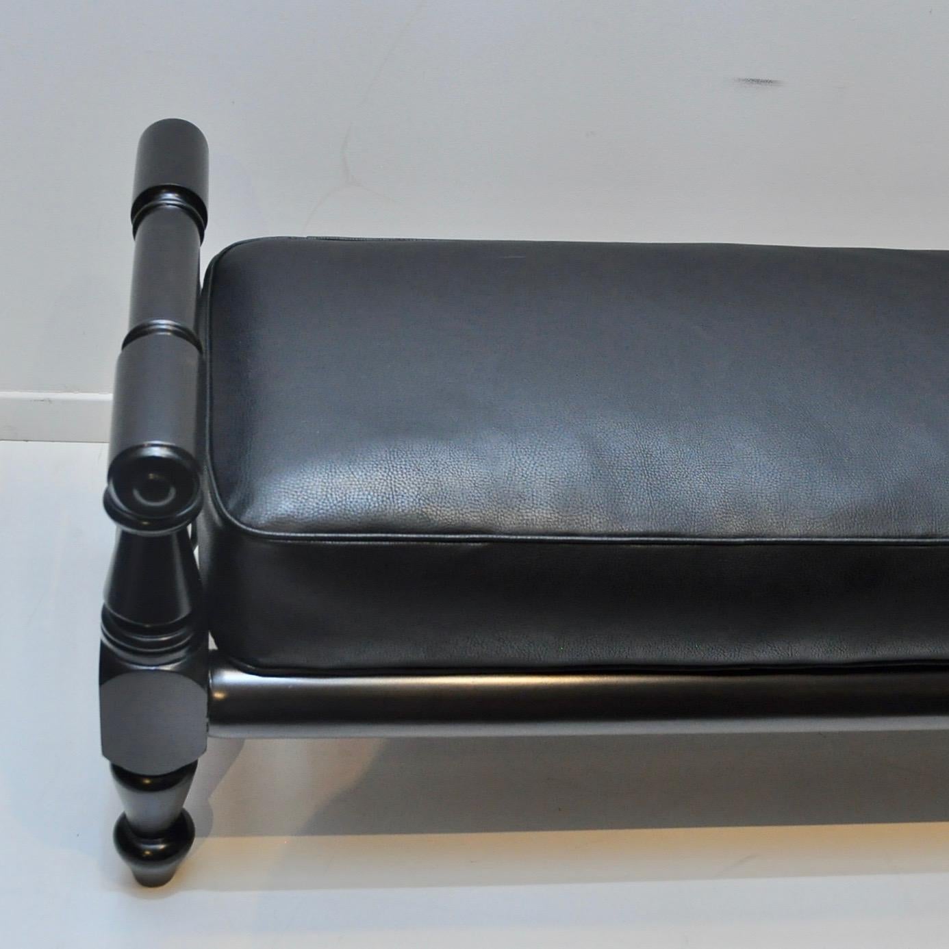 American Empire Leather Bedpost Bench 5