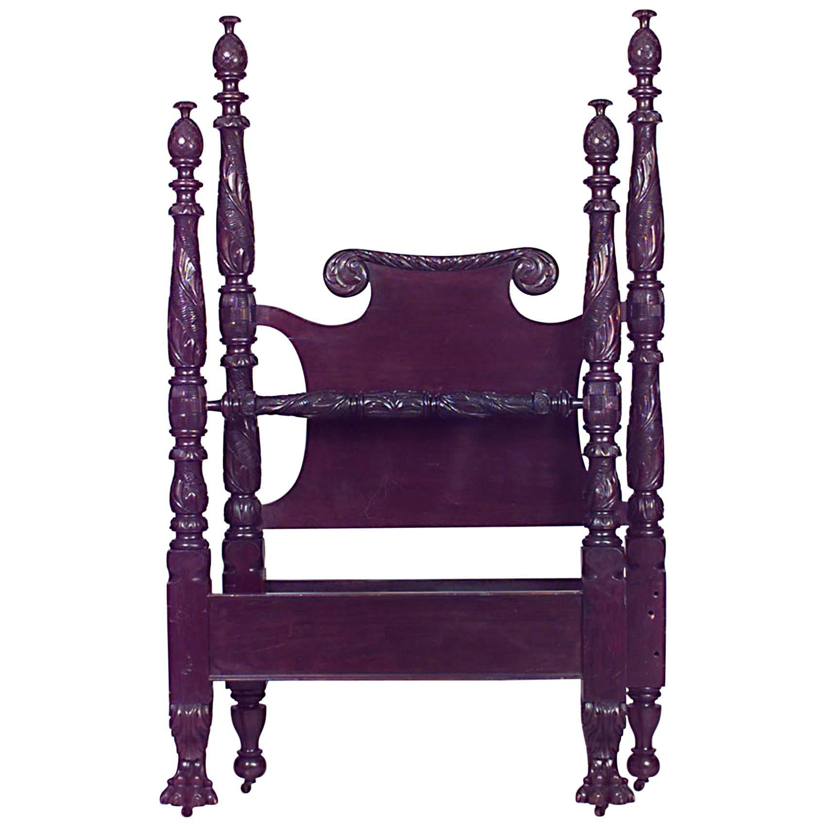 American Empire Mahogany 4-Post Twin Bed