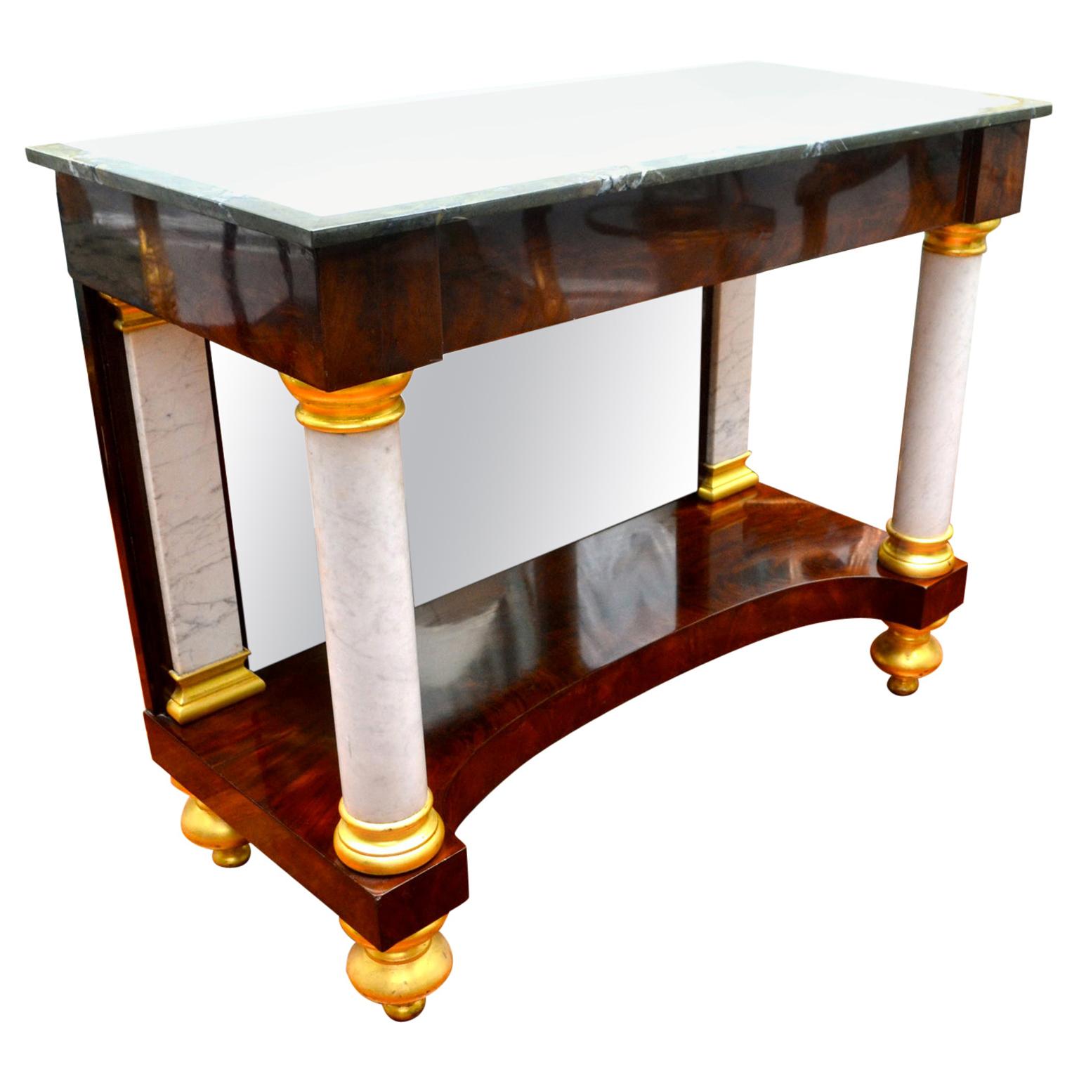 American Empire Mahogany and Marble Classical Console, NY, circa 1825 For Sale