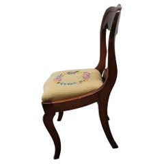 American Empire Mahogany and Needlepoint Upholstered Chair, circa 1890s