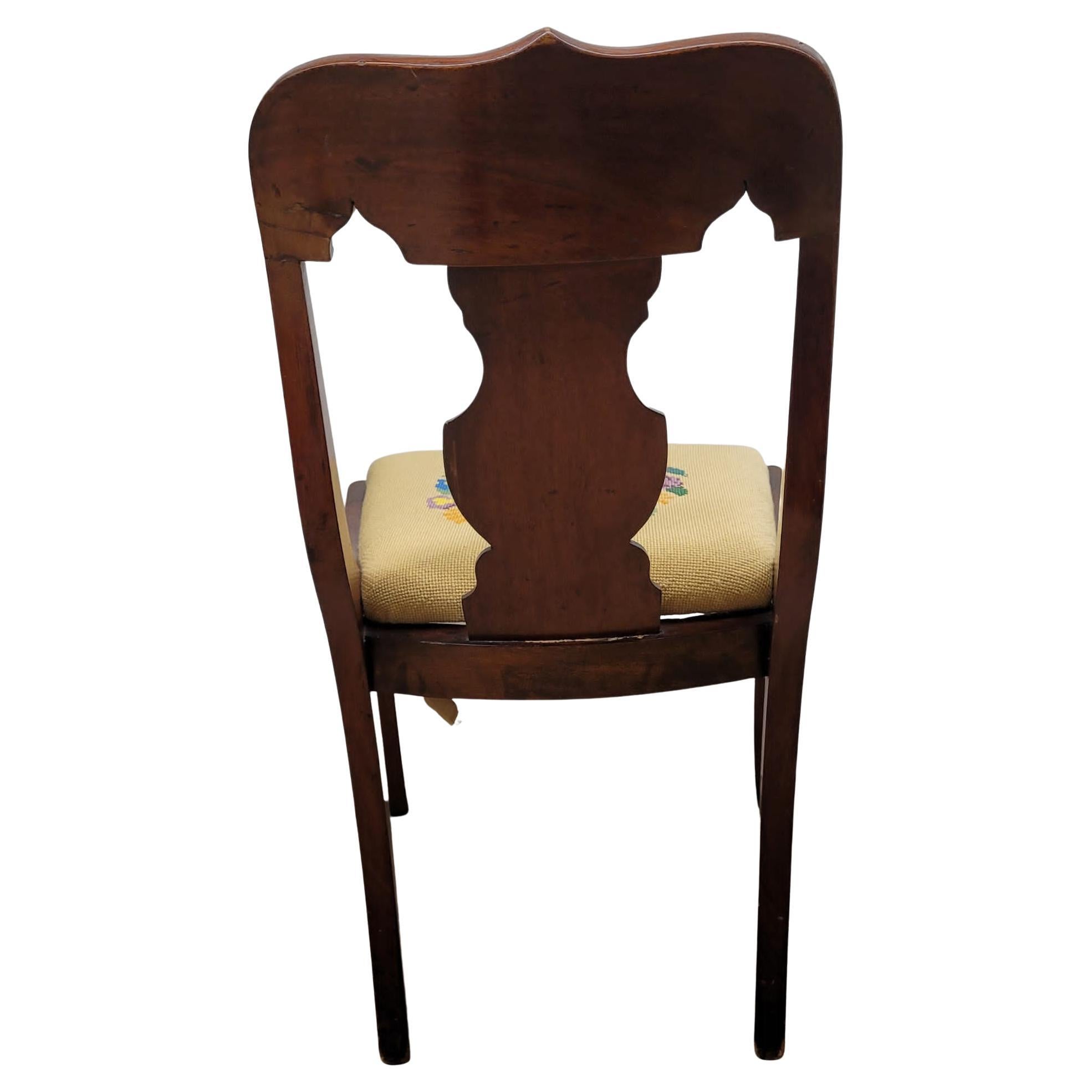 20th Century American Empire Mahogany and Needlepoint Upholstered Chair, circa 1890s For Sale