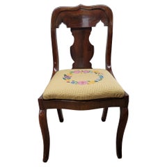 American Empire Mahogany and Needlepoint Upholstered Chair, circa 1890s