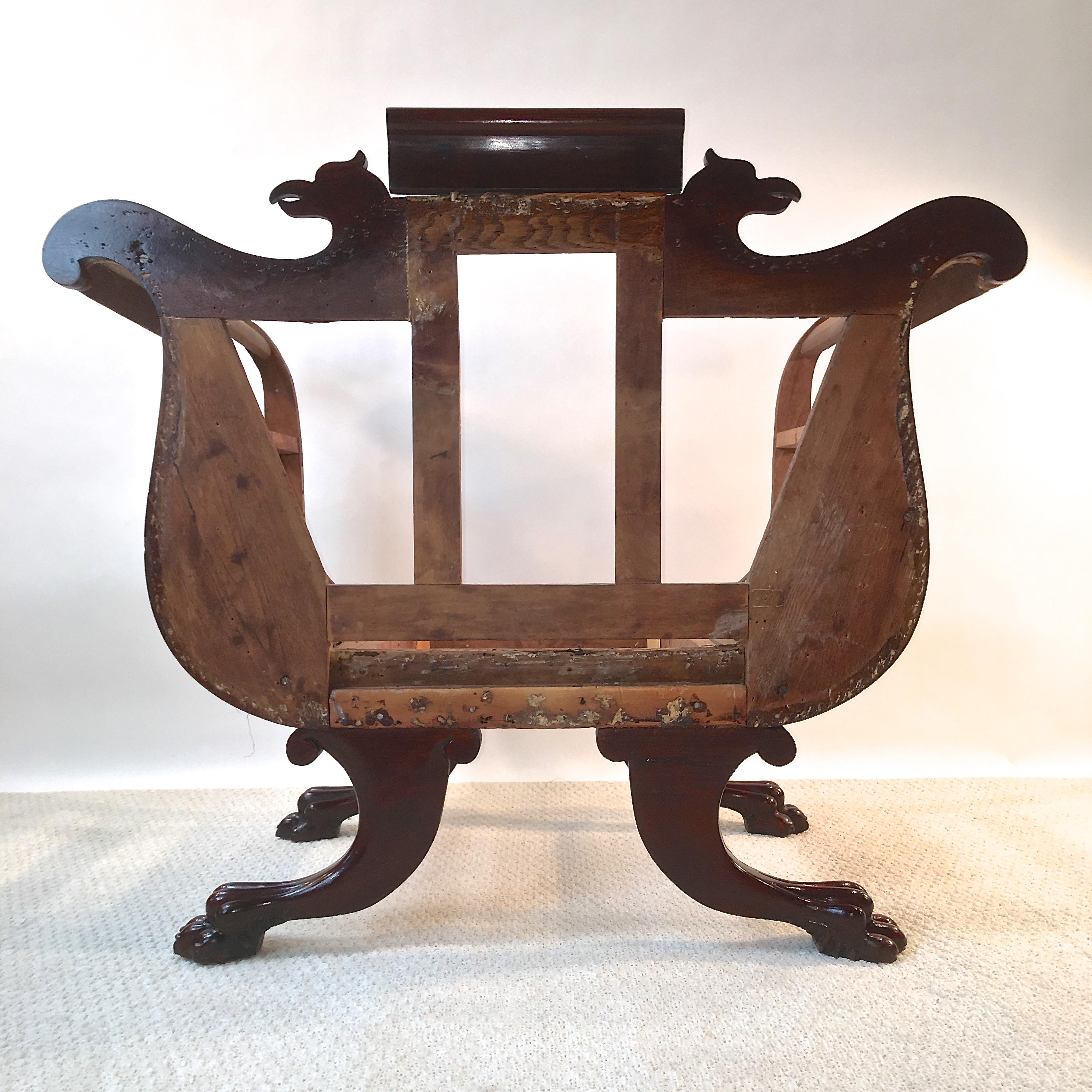 Unusual American Empire Mahogany Armchair For Sale 2