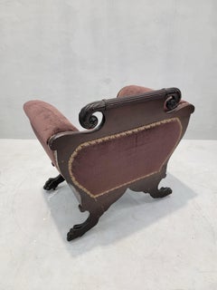 Poltrona American Empire in mogano appena rivestita in mohair