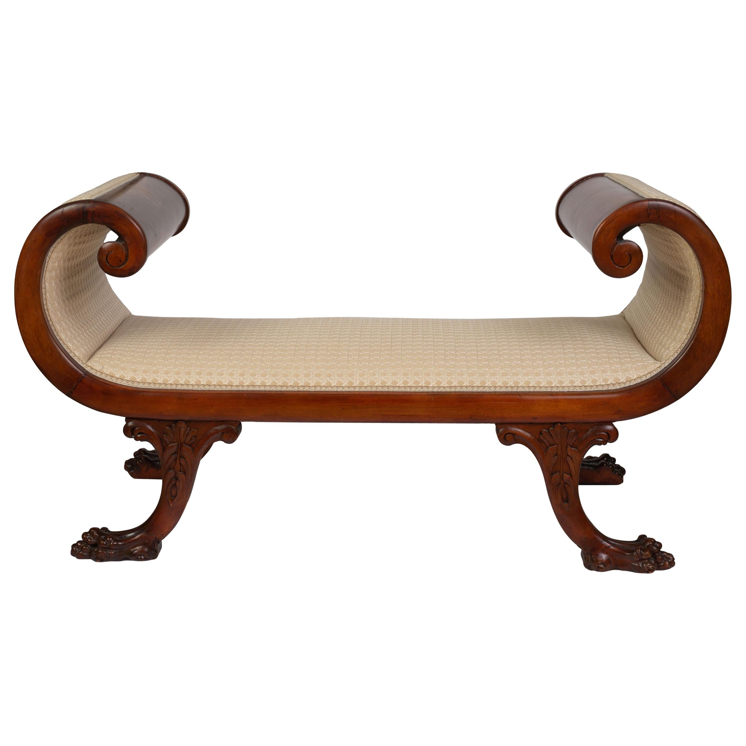 American Empire Mahogany Bench