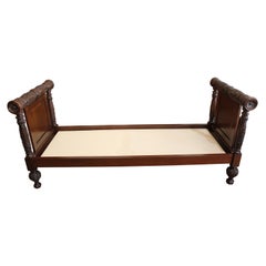 Antique American Empire Mahogany Carved Daybed