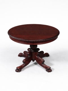 American Empire Mahogany Carved Dining Table w/ Paw Feet