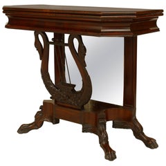 American Empire Mahogany Flip Top Console Table