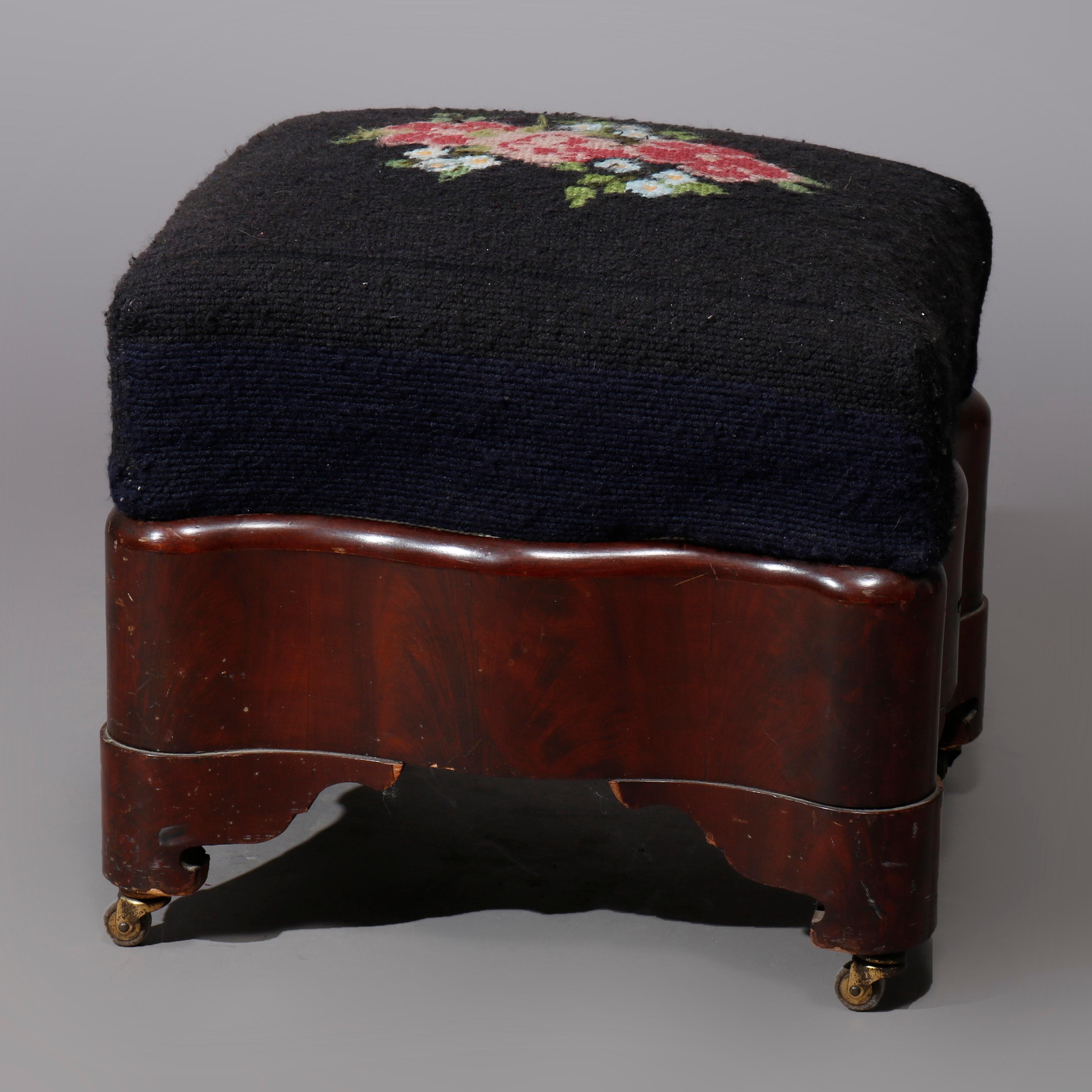 ***Reduced Delivery Rates - See Below or Click “Ask The Seller” to Request a Quote***

American Empire Mahogany & Floral Needlepoint Foot Stool C1880

Measures - 17
