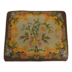 American Empire Mahogany & Needlepoint Ottoman C1860