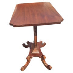 American Empire Mahogany Rectangular Lyre Base Side Table, C 1940s
