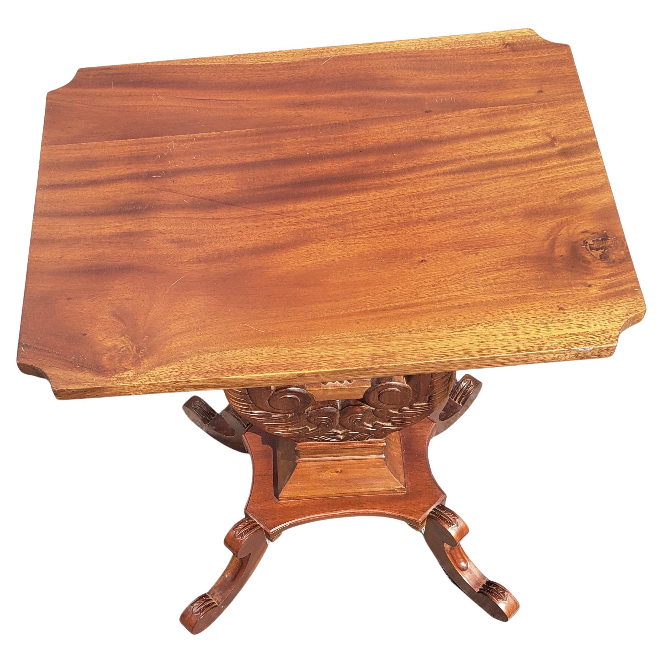 American Colonial American Empire Mahogany Rectangular Lyre Base Side Table, C 1940s For Sale