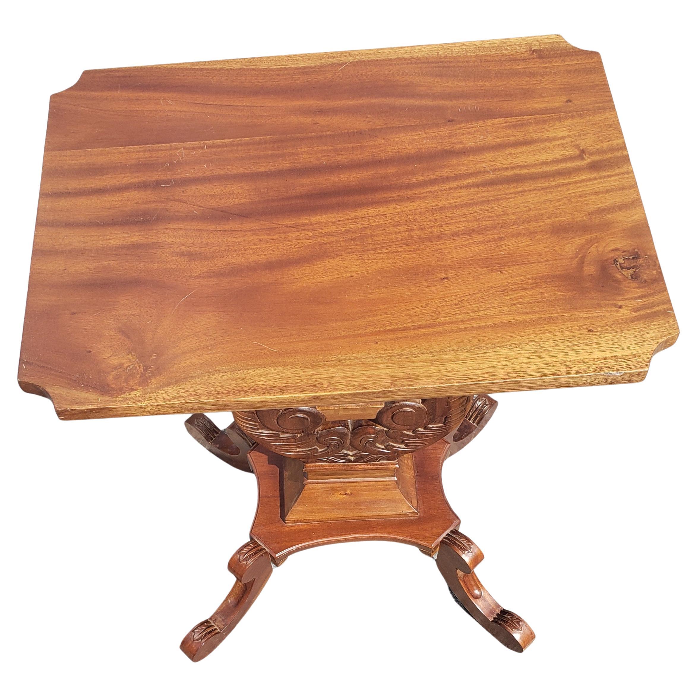 Woodwork American Empire Mahogany Rectangular Lyre Base Side Table, C 1940s For Sale