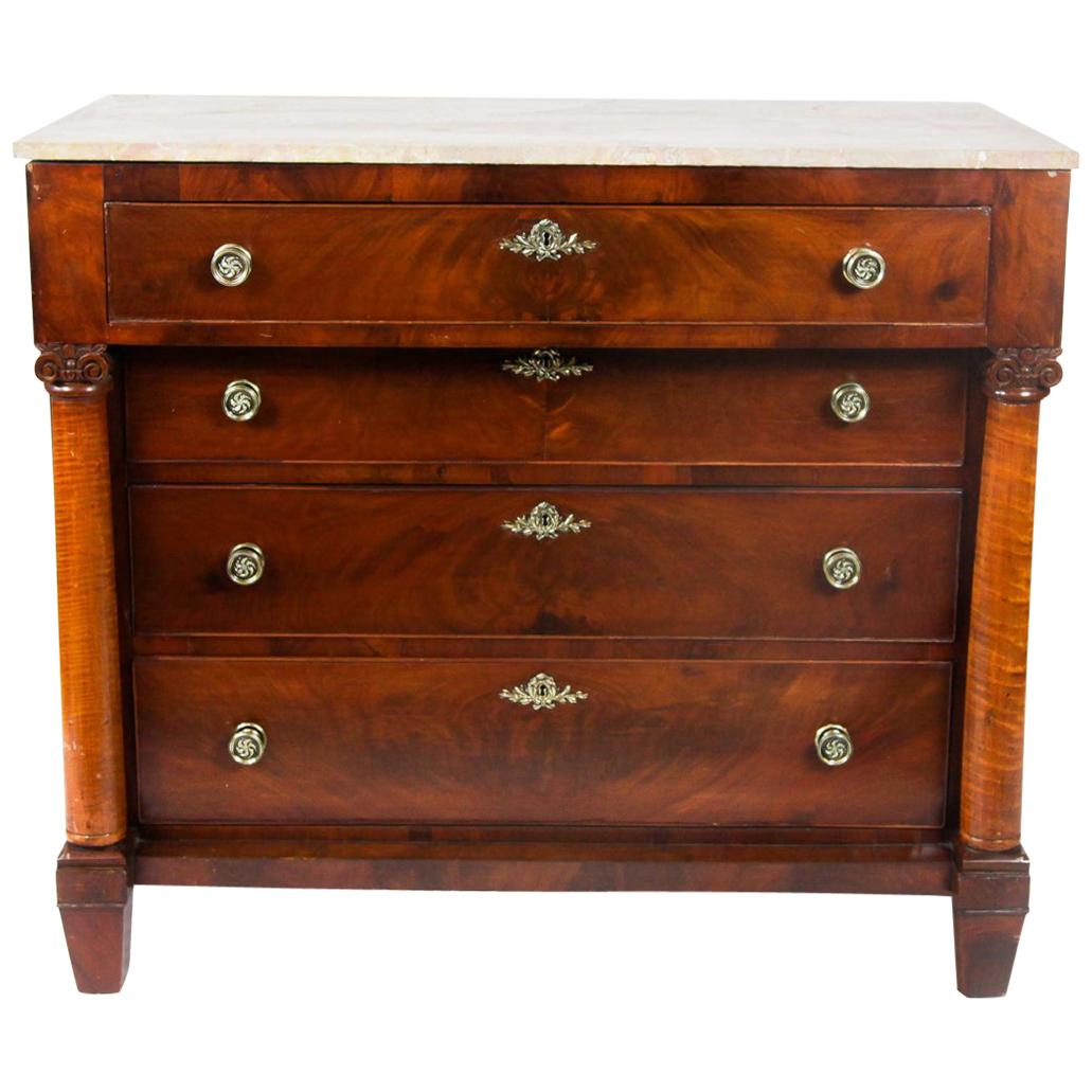 American Empire Marble Top Chest For Sale