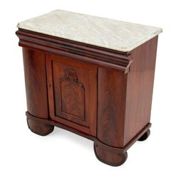 American Empire Marble Top Mahogany Cabinet