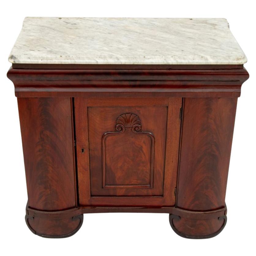 American Empire Marble Top Mahogany Cabinet