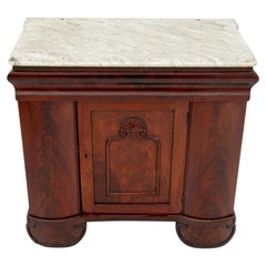American Empire Marble Top Mahogany Cabinet