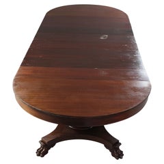 American Empire Oversized Mahogany Split Pedestal Banquet Table, 8 Leaves