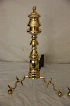 American Empire Period Brass Andirons