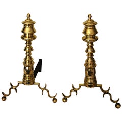 American Empire Period Brass Andirons