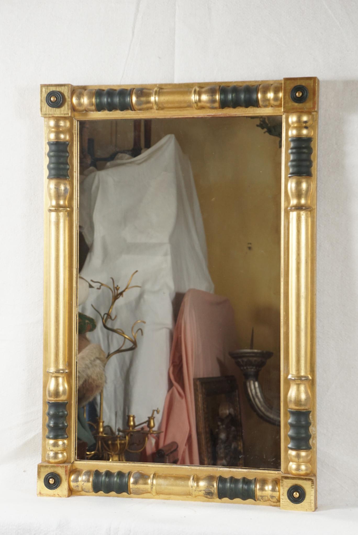 American Empire Period Gilt and Painted Wood Mirror In Good Condition For Sale In Hudson, NY