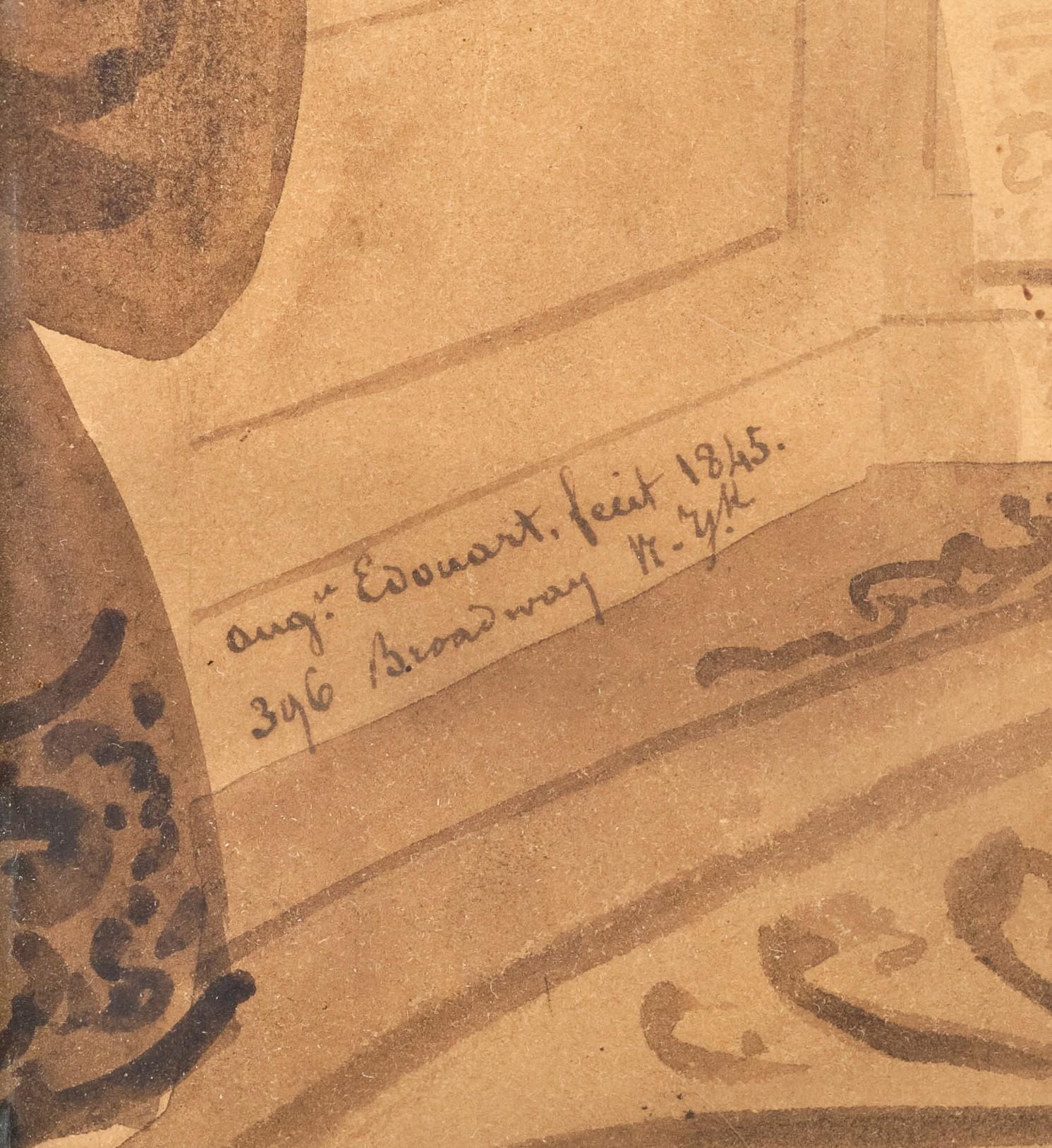 Classique américain Silhouette de la période Classic américaine coupée aux ciseaux par Auguste Edouart, datée de 1845 en vente