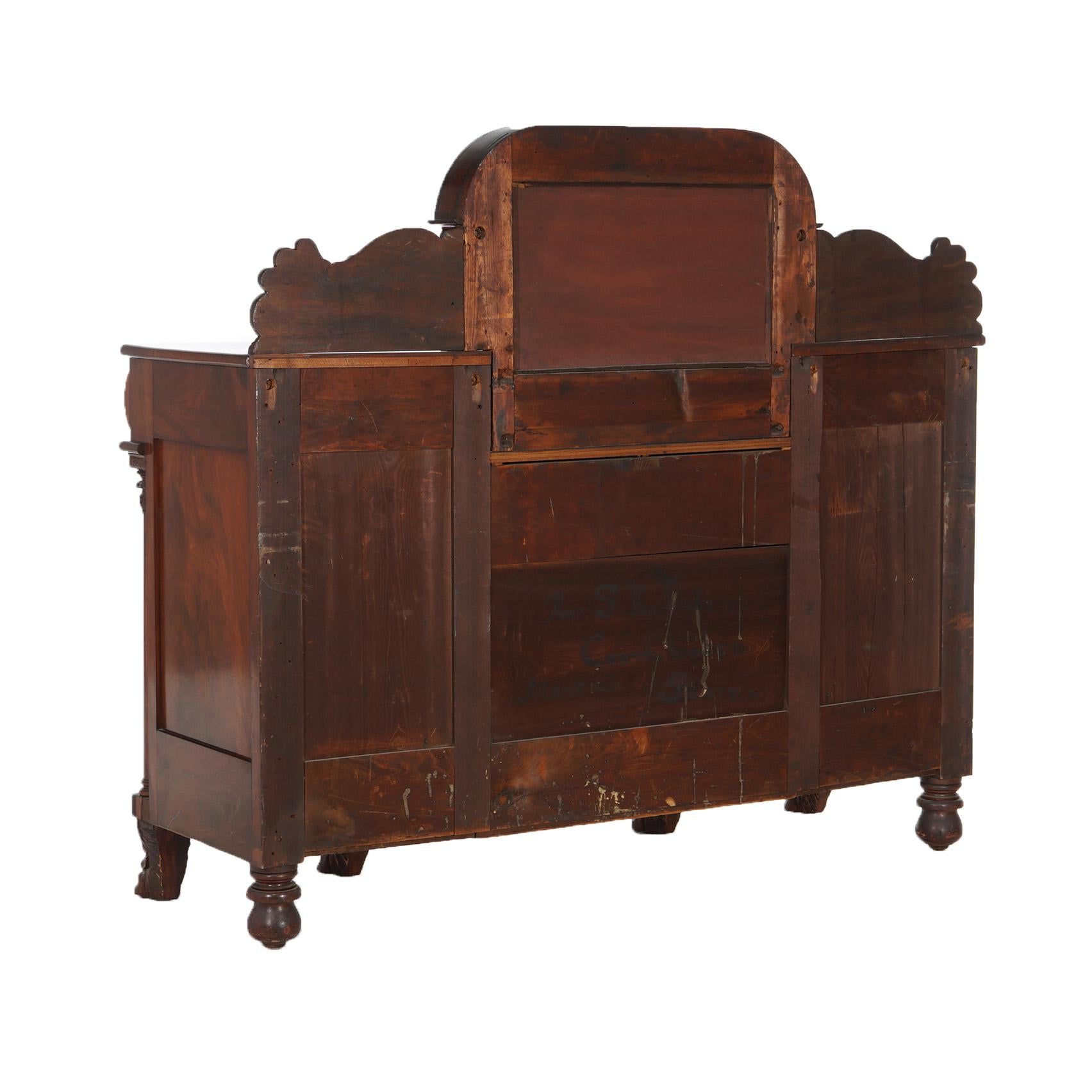 American Empire Quervelle Neoclassical Greco Flame Mahogany Sideboard c1840 For Sale 13