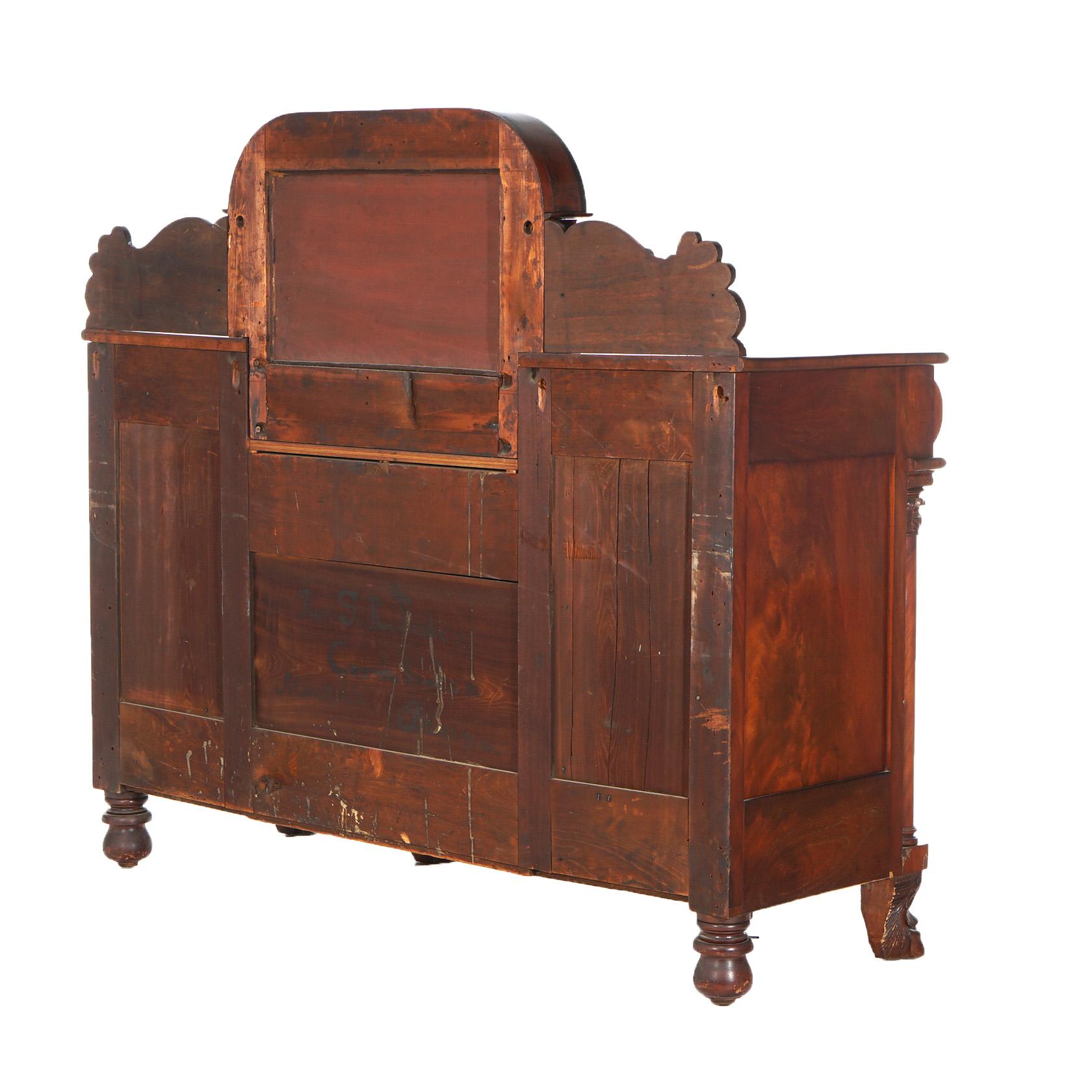 American Empire Quervelle Neoclassical Greco Flame Mahogany Sideboard c1840 For Sale 14