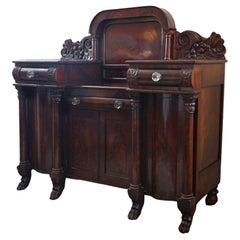 American Empire Quervelle Neoclassical Greco Flame Mahogany Sideboard c1840