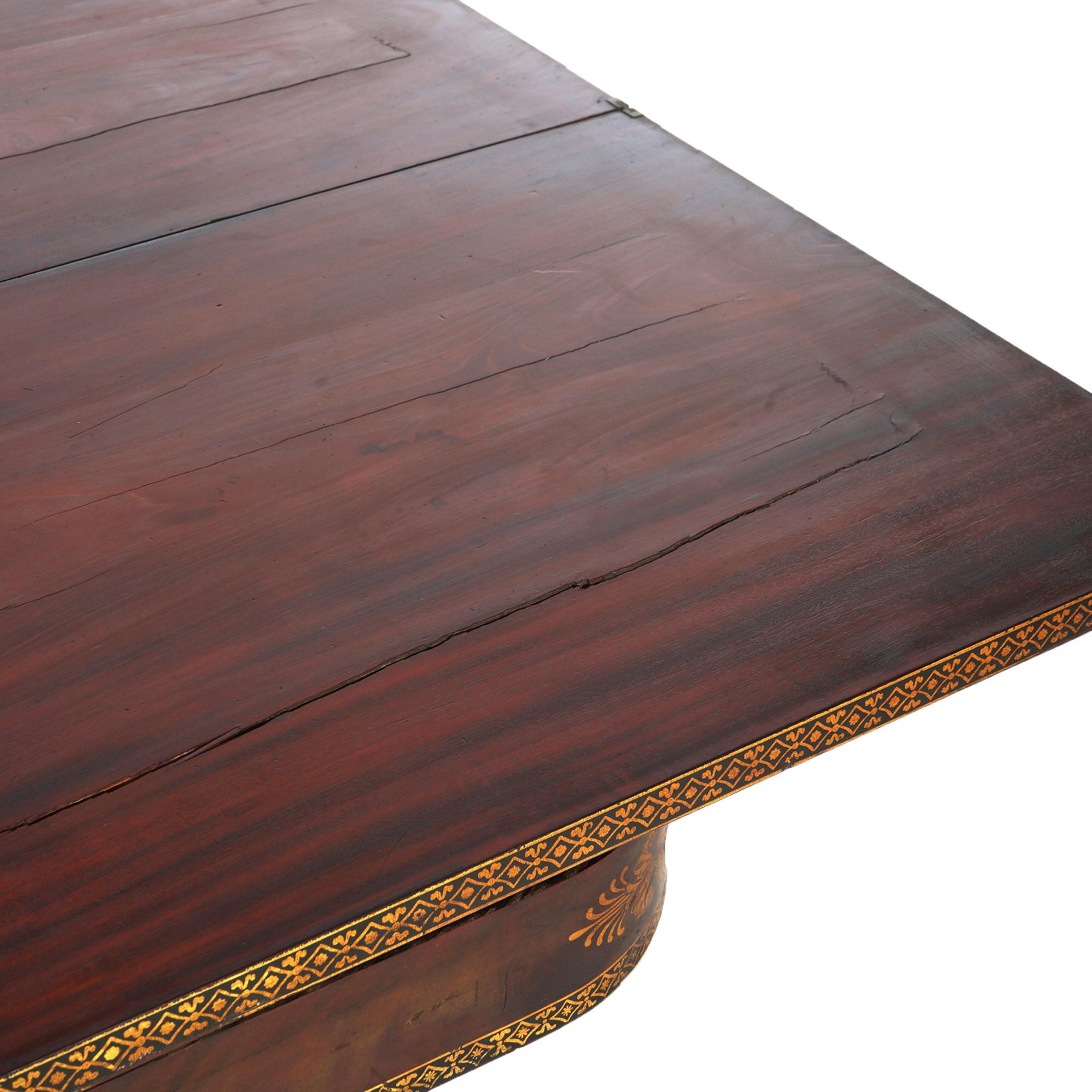 American Empire Quervelle School Carved & Gilt Stenciled Mahogany Game Table 9