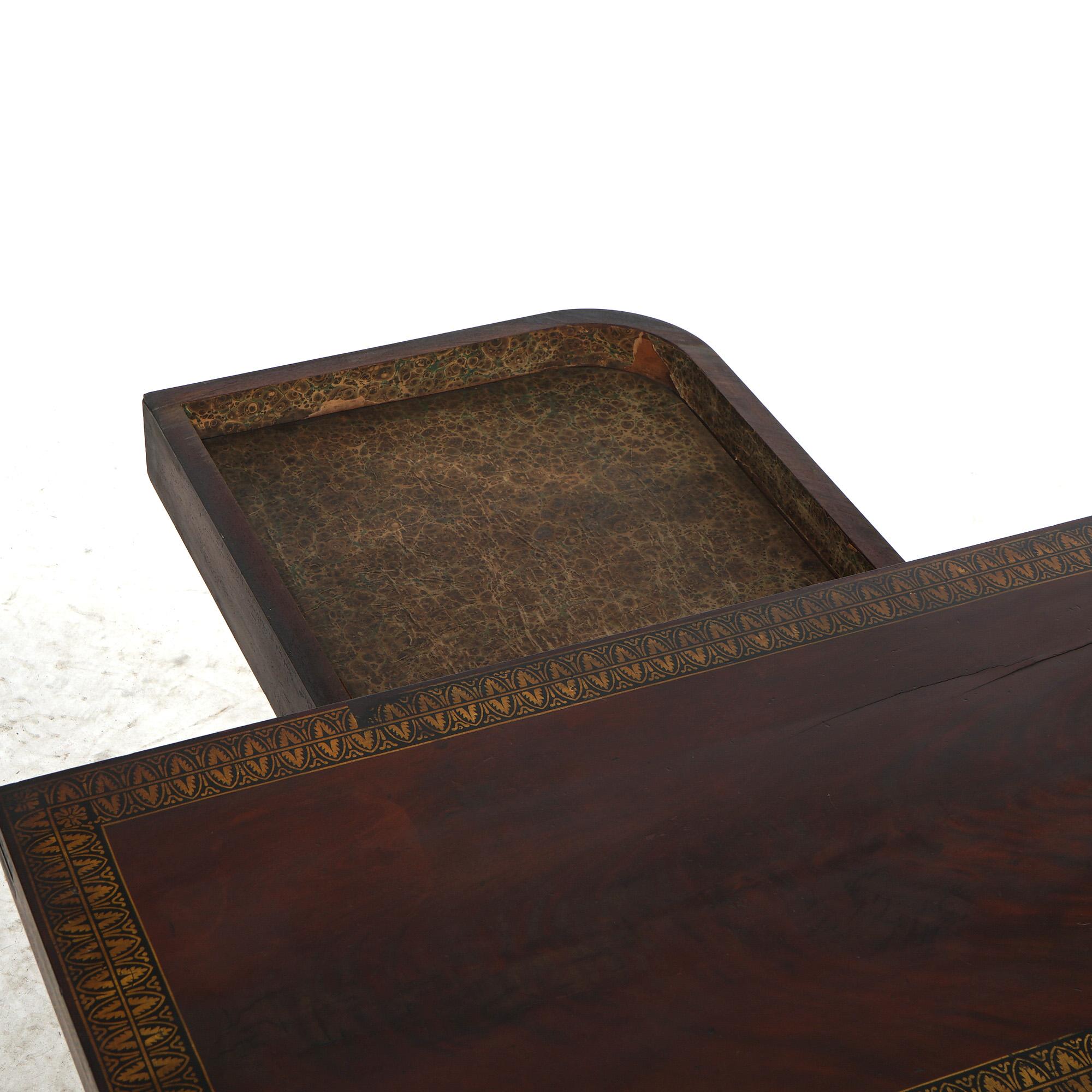 American Empire Quervelle School Carved & Gilt Stenciled Mahogany Game Table 11