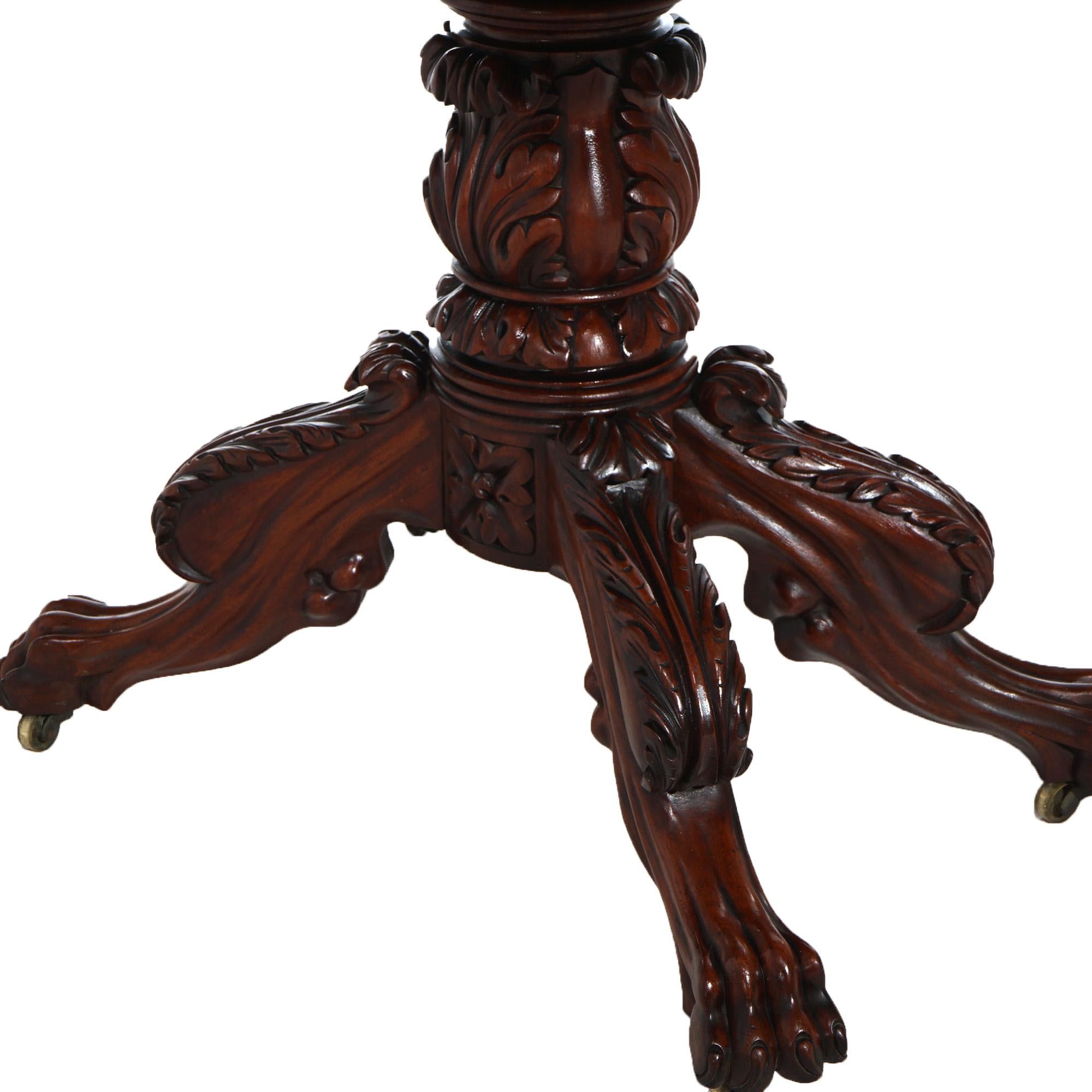 American Empire Quervelle School Carved & Gilt Stenciled Mahogany Game Table 12