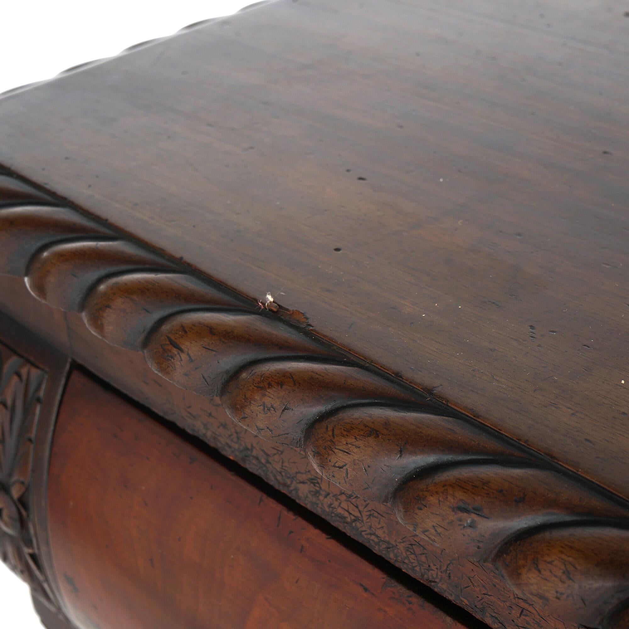 American Empire Quervelle School Deeply Carved Flame Mahogany Server C1840 7