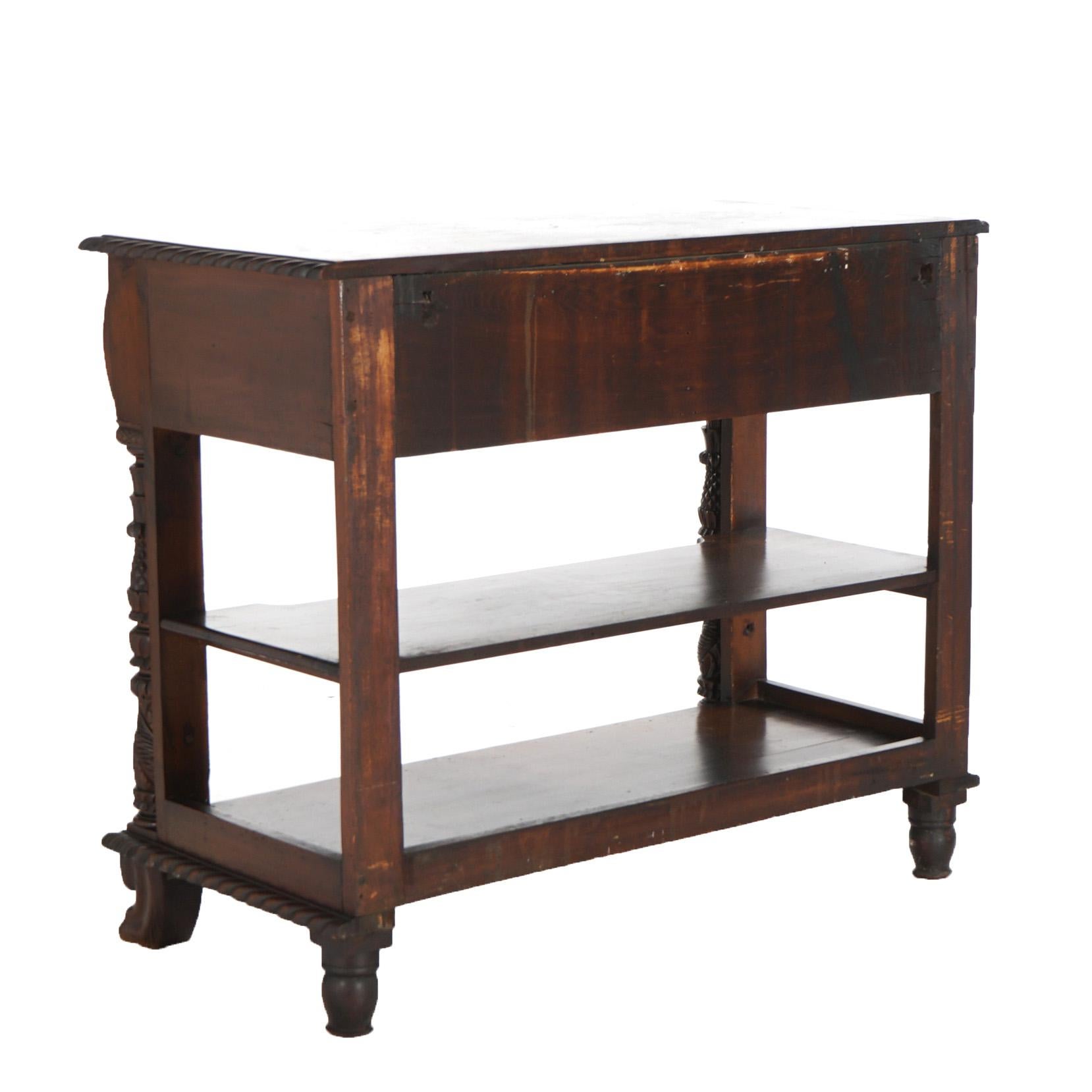 American Empire Quervelle School Deeply Carved Flame Mahogany Server C1840 11